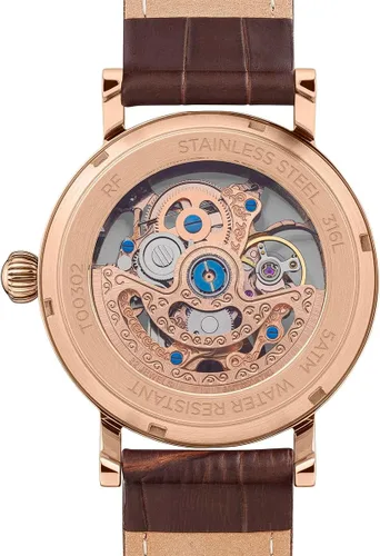 Vista 5 de The Herald Reloj automático para hombre de 1.575 in con esfera de esqueleto y correa de cuero