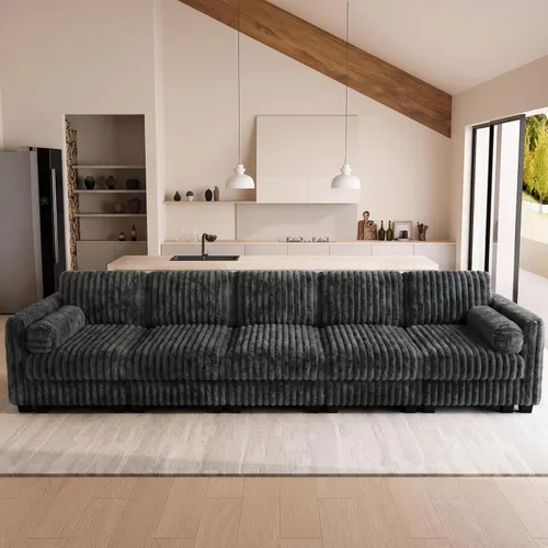Vista 27 de Belffin Sofá cama seccional de pana de felpa con asiento ancho y profundo, modulares de nube seccionales para sala de estar. Sofá negro