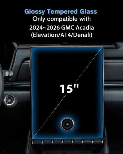 Vista 2 de Protector de pantalla táctil para GMC Acadia de vidrio templado brillante 2024, 2025, 2026, 15 pulgadas, accesorios Acadia (Elevation/AT4/Denali)