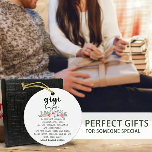 Vista 3 de Gigi Definition - Adornos de cerámica de Navidad para el Día de la Madre, regalos para mujeres Gigi, abuela de nietos, nieto, nieta, adornos