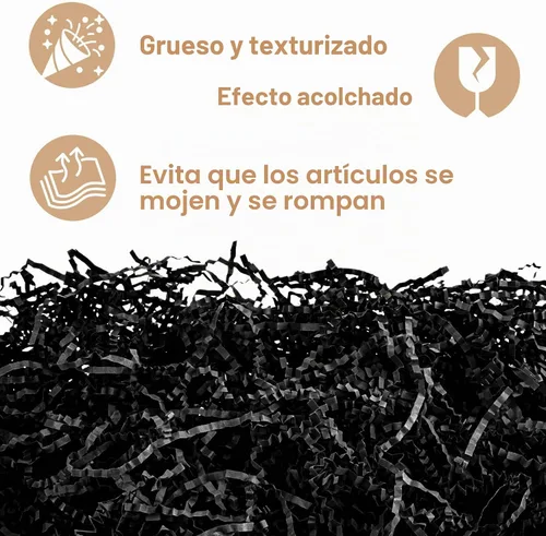Vista 3 de Sukh Relleno de papel arrugado negro, papel triturado, cesta de regalo