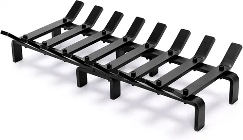 Vista 11 de WILLOW WEAVE - Rejilla para chimenea de 17 pulgadas con retenedor de brasas, rejilla para estufa de leña Solid Steel Fireplace Log Holder, Heavy