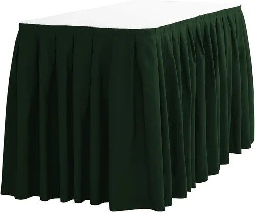 Vista 9 de LTC LINENS Falda de mesa negra para mesa rectangular de 6 pies, falda de mesa de 17 pies, tela de poliéster, mantel de banquete para bodas, bufés