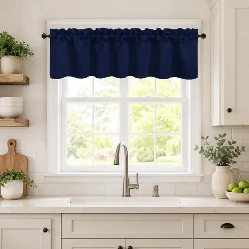 Vista 41 de Aquazolax Half Window Curtains 24 Inch Length, 28" Wide Rod Pocket Small Window Treatment for Kitchen, Bathroom, Camper, Beige, 2 Panels Set