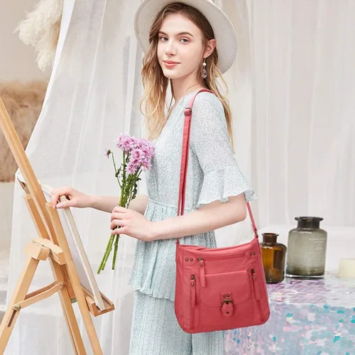 Vista 8 de Angel Kiss Bolsos cruzados, bolsos de hombro y bolsos para mujer, con múltiples bolsillos, para uso diario, suaves, tamaño mediano