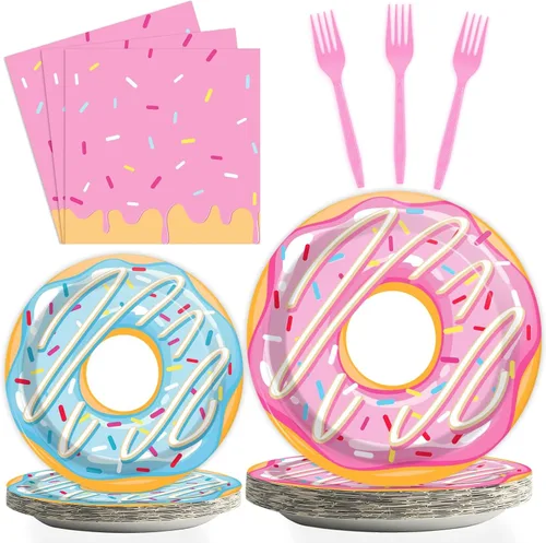 Vista 15 de Tevxj Juego de vajilla de 96 piezas para fiesta mexicana de feliz cumpleaños, platos de postre desechables, platos de fiesta, servilletas, tenedores