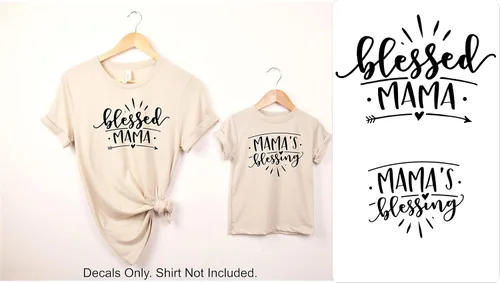 Vista 2 de SEC Apparel Mommy and Me - Parches de vinilo para planchar para camisetas, tela y ropa (Bessed Mama Mama's Blessing)