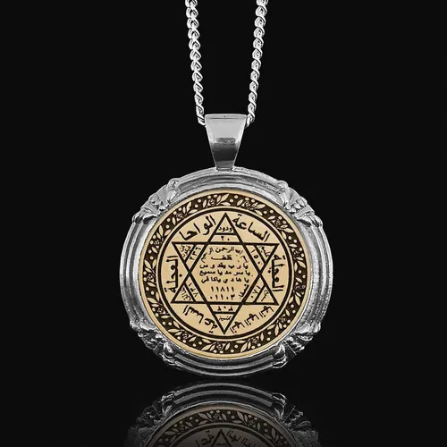 Vista 3 de Collar de sello rey Salomón, colgante de rey Salomón, sello de encanto de Salomón, amuleto personalizado, regalo para ella, colgante de talismán