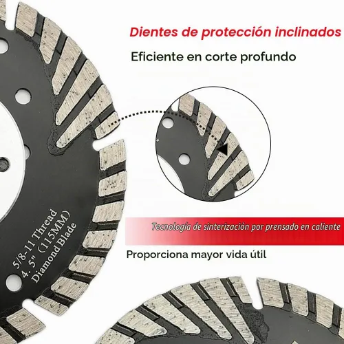 Vista 4 de DT-DIATOOL Hoja turbo de diamante de 4 pulgadas para cortar hormigón de mármol de granito con dientes de protección inclinados
