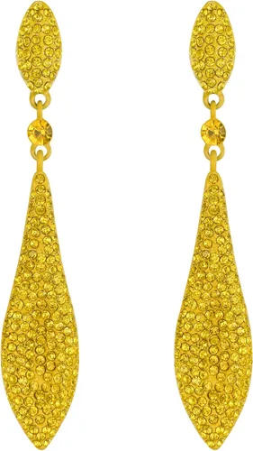 Vista 27 de EVER FAITH Pendientes colgantes de cristal austriaco para boda y baile de graduación, joyería con doble gota de agua para fiestas nupciales con 1