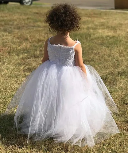 Vista 4 de Plwedding Vestido de niña de las flores con encaje y tul, para fiesta y primera Comunión