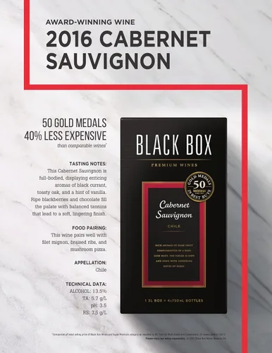 Vista 4 de Black Box Cabernet Sauvignon, Go Pack de 16.9 fl oz (500 ml)