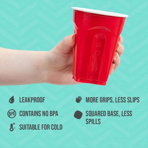 Vista 2 de SOLO Cup Company Red Squared Plastic Party, 18 onzas, 200 unidades, 50 unidades (paquete de 4)