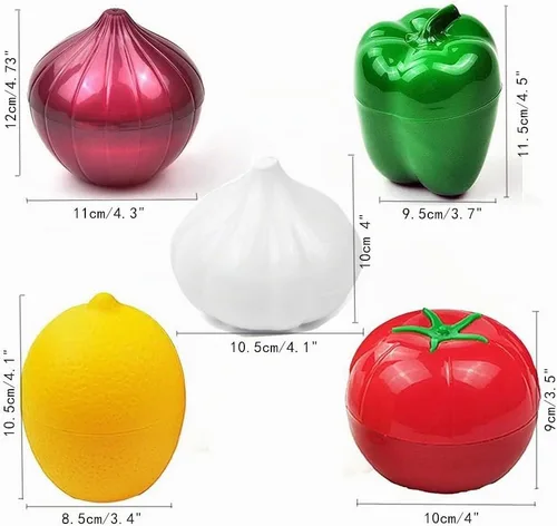Vista 3 de Recipientes de almacenamiento de verduras y frutas para refrigerador, 5 unidades, sin BPA, reutilizables, para guardar alimentos, tomate, aguacate