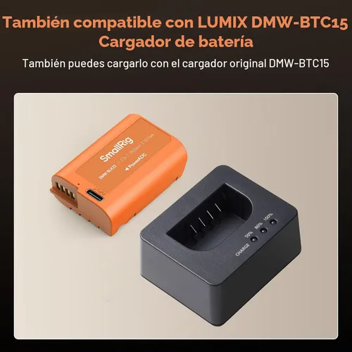 Vista 7 de SMALLRIG DMW-BLK22 USB-C Batería para Panasonic, 2520mAh 2.5H Carga Rápida Naranja