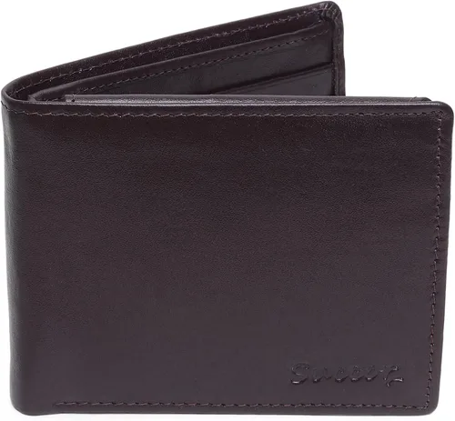Vista 6 de Succor Cartera India de piel de alta calidad, 9 tarjetero, cremallera media, Marrón, Bifold
