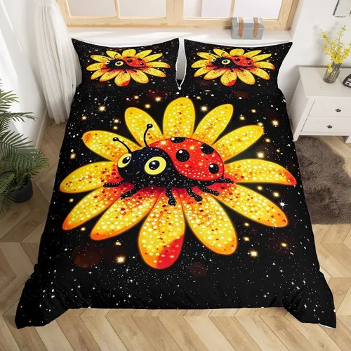 Vista 12 de Funda de edredón del espacio exterior, juego de ropa de cama bohemio para niños, funda de edredón de constelación de planeta para decoración de Negro