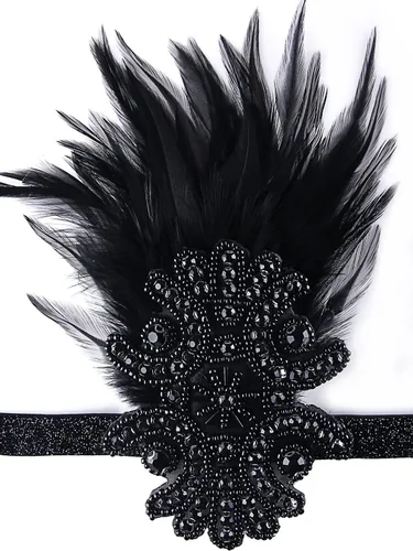 Vista 3 de VIJIV - Diadema con diseño de plumas de los años 20