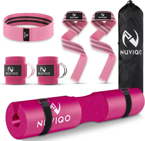 Vista 8 de Set de 9 accesorios para gimnasio con almohadilla para pesas con 2 correas de seguridad - 2 correas de tobillo para máquina de cable - 2 correas