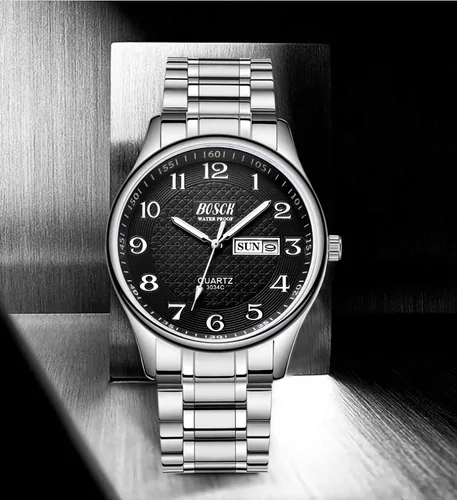 Vista 6 de BOSCK Analog Mens Watch,40mm Easy Read Auto Date and Day Stainless Steel Business Watch for Men,30M Waterproof Sports Mens Wrist Watches