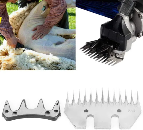 Vista 2 de Cuchillas de corte de repuesto, cuchillas rectas de 13 dientes, cabezal de corte desmontable de acero inoxidable compatible con ovejas, cabra