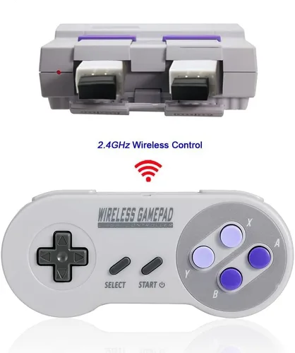Vista 2 de IPREMIUM - Controlador inalámbrico para SNES Classic Edition MiniNES Classic Edition Gamepad con receptor inalámbrico USB compatible con interruptor