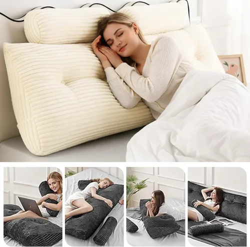 Vista 7 de Lovehavren Almohada de cabecera tamaño Queen – Almohada de cuña de soporte para la espalda ajustable para sentarse en la cama, perfecta para leer.