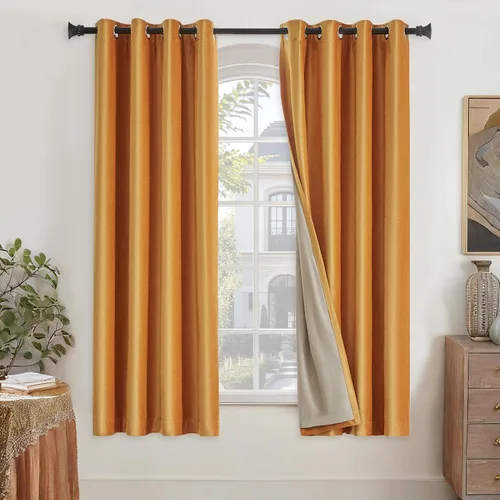 Vista 16 de GIGIZAZA Cortinas de terciopelo 100% opacas de 72 pulgadas, 2 paneles, cortinas negras para ventana, con aislamiento térmico, cortina de lujo