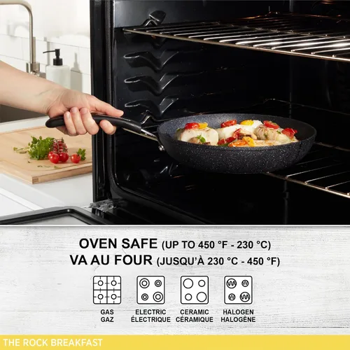 Vista 7 de Starfrit The Rock - Sartén antiadherente de 16 cm (6.5") para huevos - Aluminio forjado duradero - Apto para horno - Libre de PFOA - Fácil