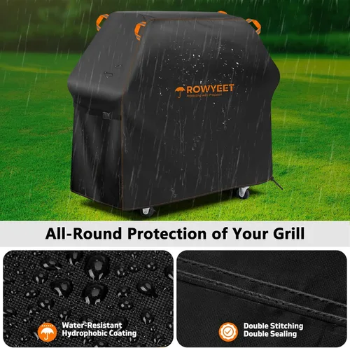 Vista 4 de Cubierta de parrilla para parrilla al aire libre, ajuste universal Oxford impermeable para exteriores, cubierta de gas anti-UV con dobladillo