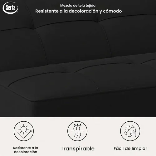 Vista 10 de Colección Serta Rane - Sofá convertible, 66.1 de largo x 33.1 de ancho x 29.5 de alto, negro