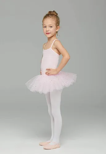 Vista 4 de MdnMd Trajes de bailarina para niñas pequeñas, tutú de ballet con leotardo y falda de bailarina Rosa ballet