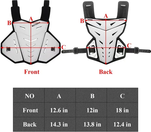 Vista 5 de Protector de pecho para motocross para adultos y jóvenes, chaleco protector para motocicleta, protector trasero para bicicleta de tierra y carreras