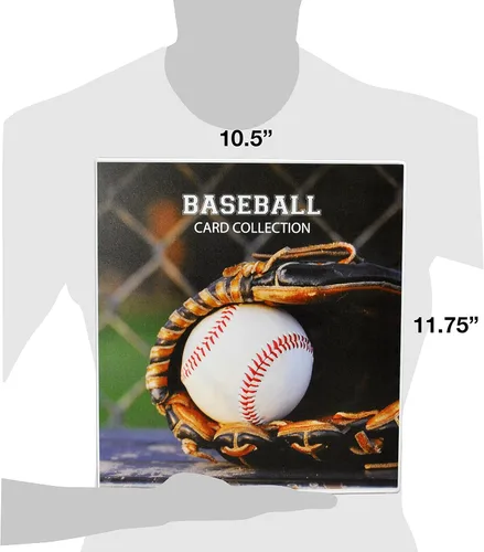 Vista 4 de UniKeep Carpeta de colección de tarjetas coleccionables con temática de béisbol con páginas de tarjetas intercambiables. La carpeta/estuche está