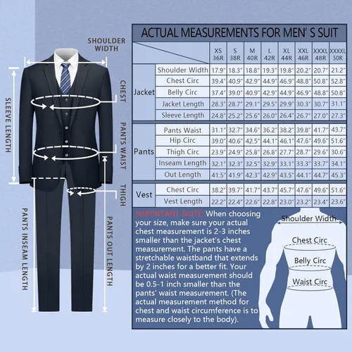 Vista 3 de Cooper & Nelson - Traje de hombre de ajuste delgado, conjunto de 3 piezas, chaqueta de un botón, chaleco, pantalones y corbata, conjunto de esmoquin