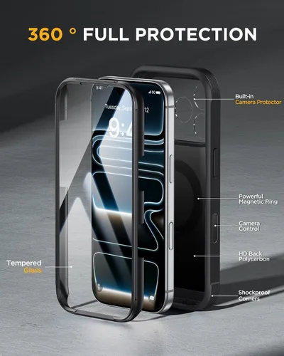 Vista 137 de Miracase Serie de vidrio para iPhone 11 de 6.1 pulgadas, funda protectora de cuerpo completo resistente mejorada con protector de pantalla de vidrio