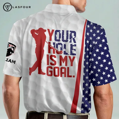 Vista 5 de LASFOUR Camisas de golf divertidas personalizadas para hombres manga corta americana ajuste seco camisas de golf ligeras para papá abuelo