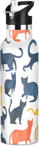 Vista 23 de Art Exotic Shorthair Cats Pink Double Wall Vacuum Insulated Bottles Water Bottles With Straws Leak-proof BPA-Free Leak Proof for Gym Sports
