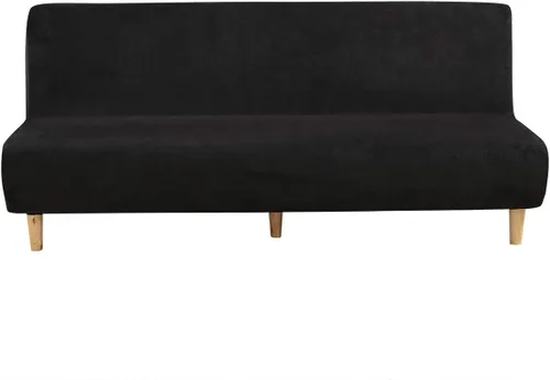 Vista 21 de MIFXIN Armless Sofa Cover Futon Slipcover Stretch Spandex Folding Sofa Bed Couch Non-Armrest Furniture Protector with Elastic Bottom (Fleece Black)