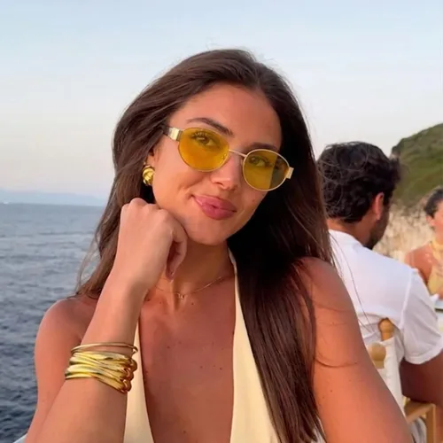 Vista 9 de Lentes de sol ovalados retro para mujeres y hombres, lentes de sol ovalados de metal de los años 90, tonos vintage