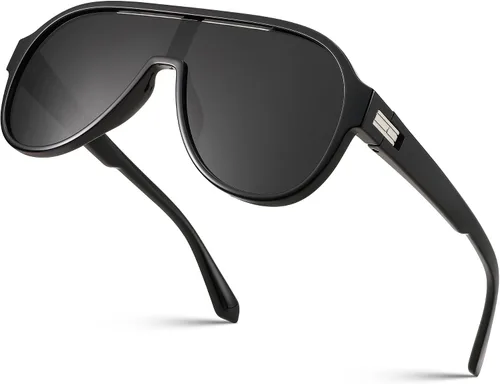 Vista 2 de FEISEDY Lentes de sol polarizados para hombres y mujeres, de gran tamaño, Fahion de una pieza, ligero TR90 marco B4080