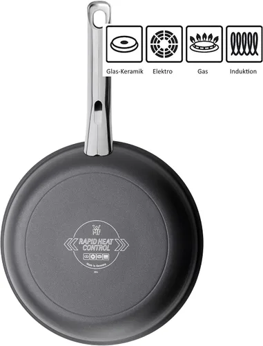 Vista 5 de WMF Sartén profesional para carnes de inducción de 9.4 in, ideal para sellar, material multicapa, control rápido del calor, sartén recubierta