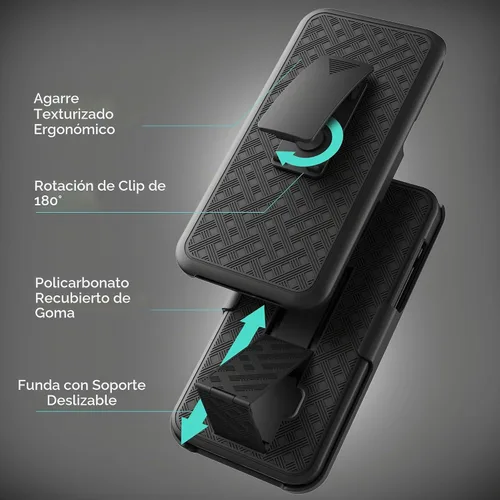 Vista 3 de Galvanox Funda diseñada para iPhone 15 Pro Max con clip para cinturón (2023) Carcasa rígida de policarbonato ultra duradera (negro)