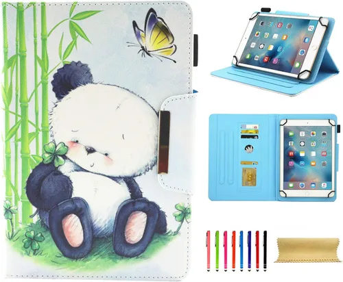 Vista 46 de Funda universal para tablet de 7 pulgadas, piel sintética [ranuras para tarjetas], cubierta magnética, para Samsung Galaxy Tab E/Tab A 7.0, Fire 7