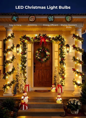 Vista 6 de Brightown Luces de Navidad blancas cálidas, 32 pies, 100 luces LED de Blanco cálido