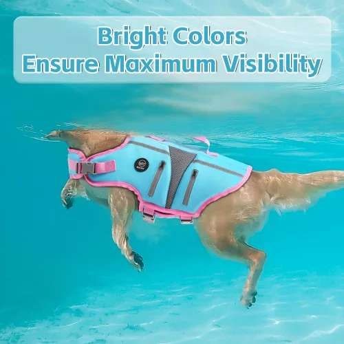 Vista 6 de EMUST Chaleco salvavidas para perros, chaleco salvavidas reflectante para nadar con 4 bolsillos, chaleco flotante para perros pequeños, medianos