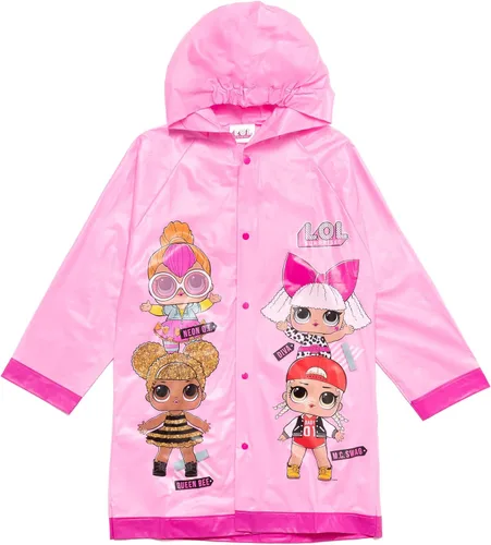 Vista 3 de L.O.L. Surprise! Diva Neon Q.T. Queen Bee - Chaqueta impermeable con botones para niñas pequeñas, color rosa, 7-8