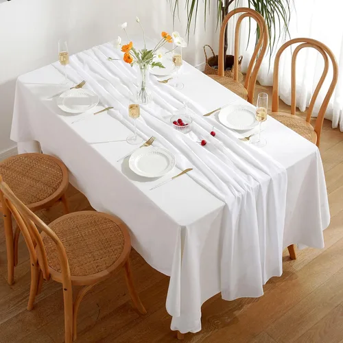 Vista 5 de Paquete de 10 caminos de mesa de boda de 10 pies de 29 x 120 pulgadas de gasa blanca para decoración romántica de despedida de soltera, fiesta