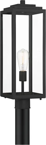 Vista 2 de John Timberland Titan - Moderna lámpara de poste para exteriores, color negro místico, panel de vidrio transparente de 21 3/4 pulgadas