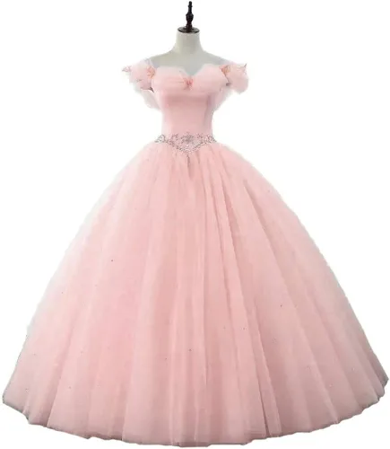 Vista 2 de Datangep - Vestido largo de quinceañera con tiras plisadas para mujer
